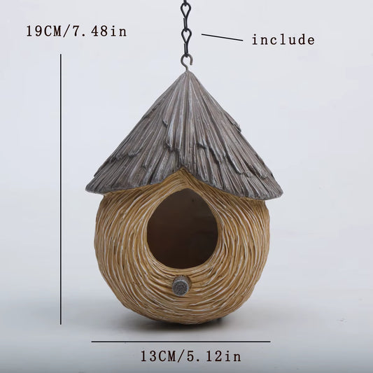 1Pc Whimsical Bird Nest Hanging Ornament - Unique Outdoor Garden Yard Decoration, Durable Bird House, Cozy Winter Warm Bird Nest