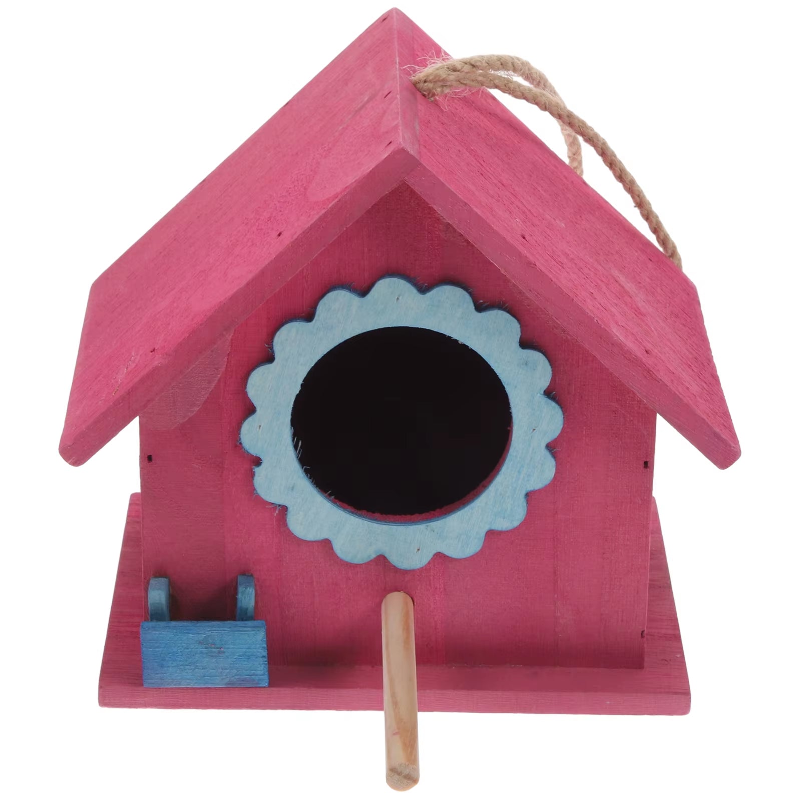 Natural Wooden Bird House Hanging Decorative Bird Nest Outdoor Feeder Garden Home for Small Birds Wooden Birds House