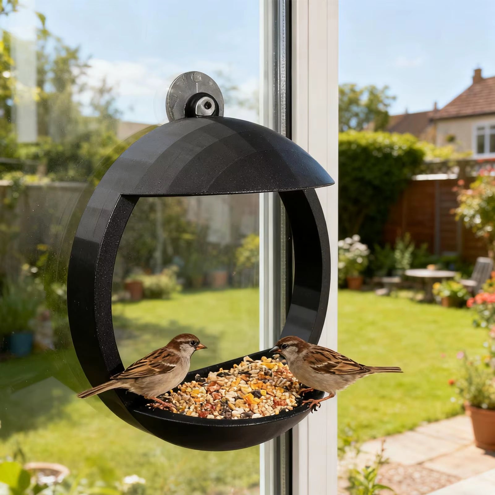 Bird Feeder Window outside Hanging Bird Feeder House with Suction Cup for Garden Outdoor Backyard Wildlife Birding