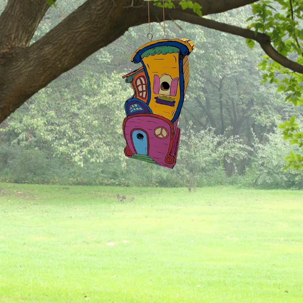 Wooden Bird House with Perch Cute Small Nesting Box Breathable Warm Bird Resting Place for Home Garden Patio Decor