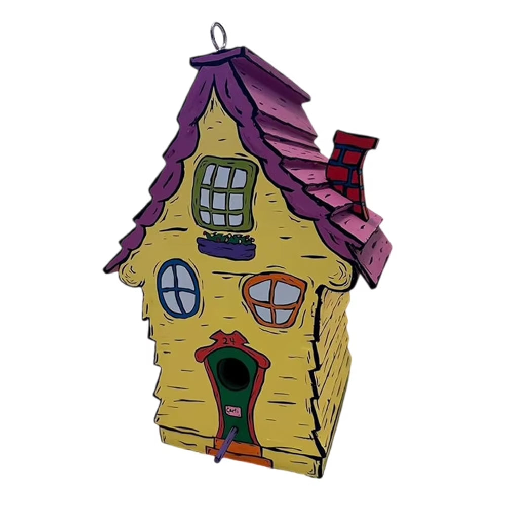 Wooden Bird House with Perch Cute Small Nesting Box Breathable Warm Bird Resting Place for Home Garden Patio Decor