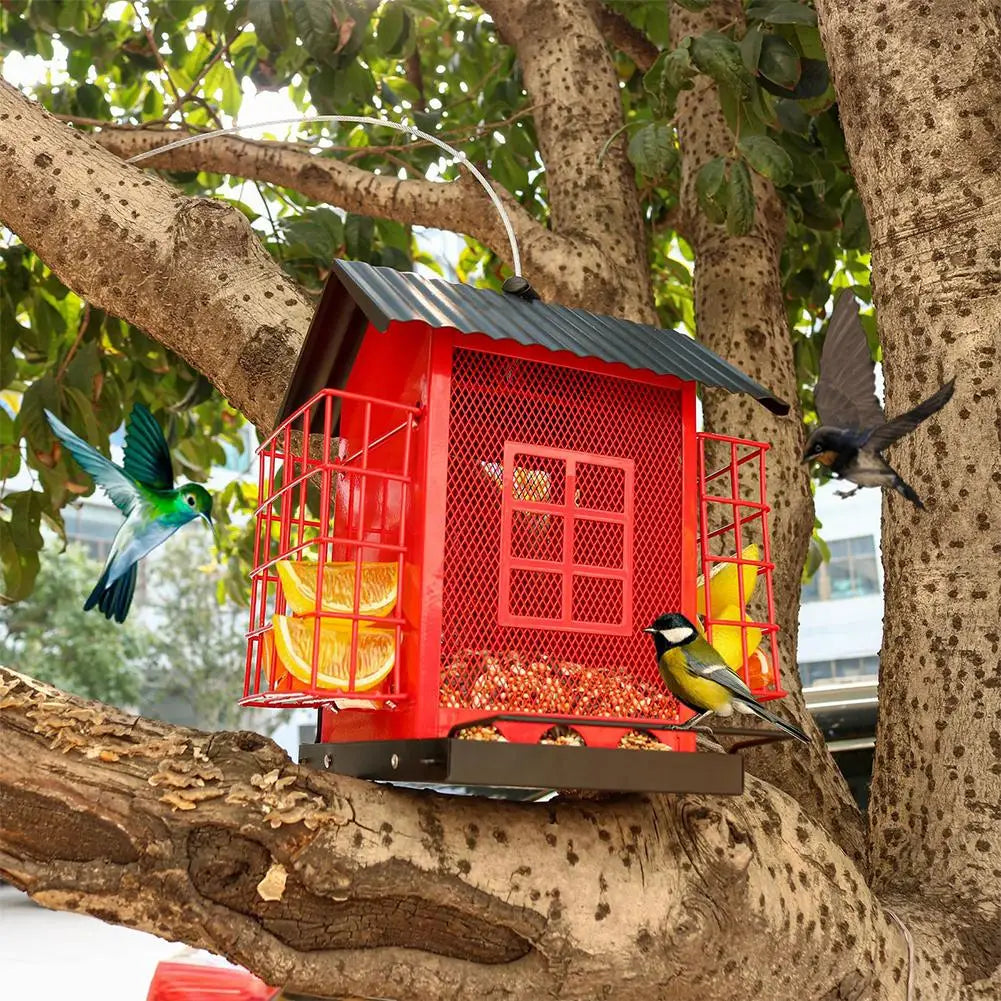 Mangeoire À Oiseaux En Métal, Grande Capacité, Résistante Aux Écureuils, Suspendue En Plein Air, Fenêtre, Cour, Maison D'Oiseau, Récipient Alimentaire, Cage À Oiseaux, Accessoires