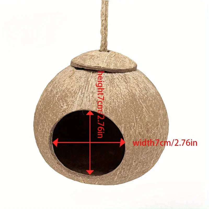 Nid D'Oiseau En Coquille De Noix De Coco Naturelle, 1 Pièce, Avec Lanière Suspendue, Pour Perroquet, Perruche, Jouets Uniques Faits À La Main