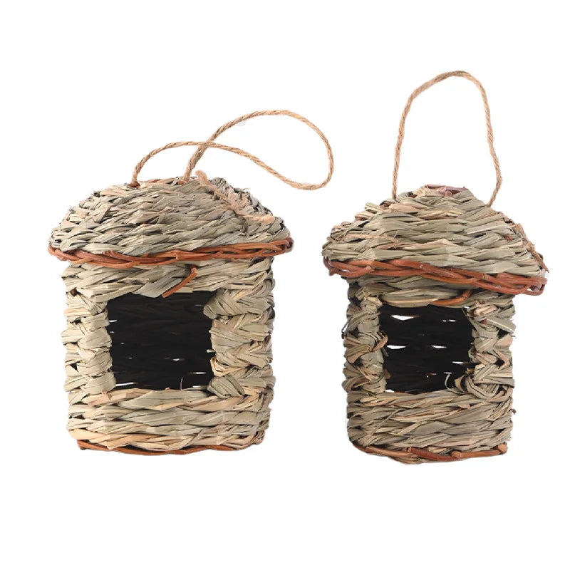 Casier À Oiseaux Tricoté À La Main Avec Herbe D'Hibiscus, Décorations Pour Animaux De Compagnie, Cage À Oiseaux Écologique Pour Jardin, Décoration Extérieure De La Maison