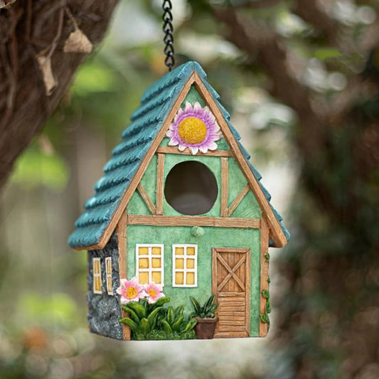 Maison À Oiseaux De Style Pastoral, Artisanat En Résine, Maison À Oiseaux D'Extérieur, Nid D'Oiseau Chaud D'Hiver, Nid Suspendu, Décoration De Jardin