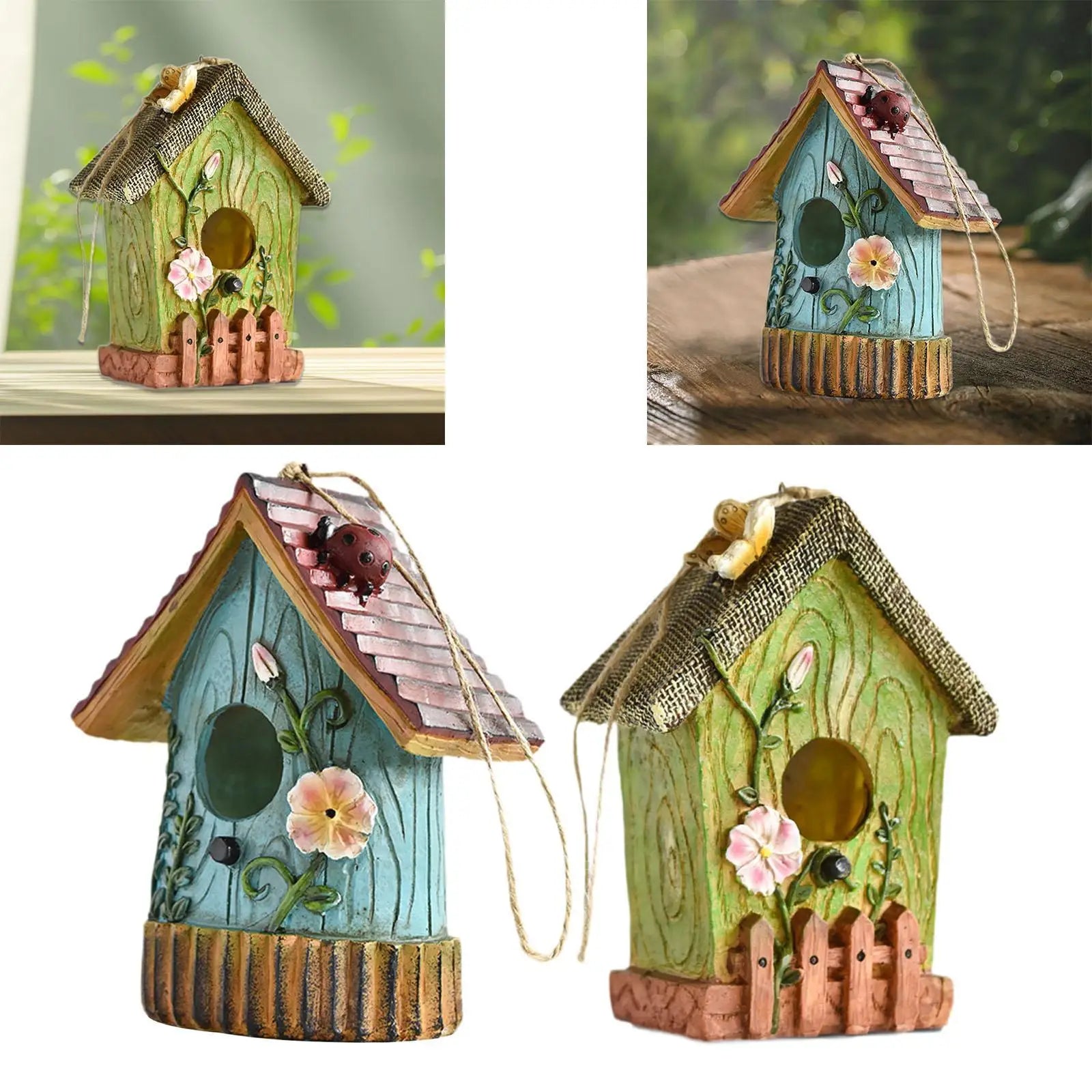Maison À Oiseaux Suspendue, Cabane À Oiseaux De Campagne En Plein Air Pour Clôture, Patio, Arrière-Cour