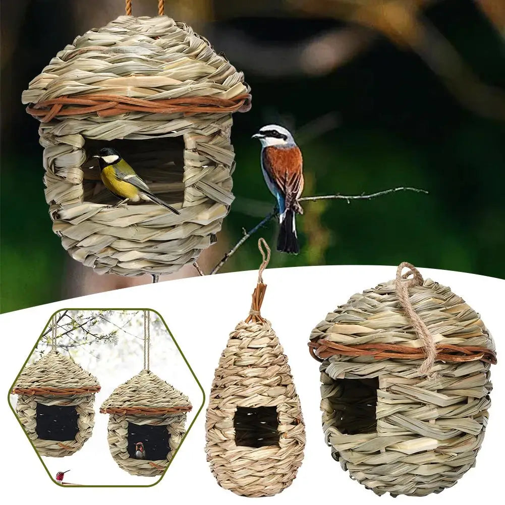 Nid D'Herbe Tissé À La Main, Gourde D'Herbe D'Hibiscus, Maison D'Oiseaux Pour Jardin Extérieur Suspendu À Couver, Accessoire D'Élevage D'Oiseaux Z8B3