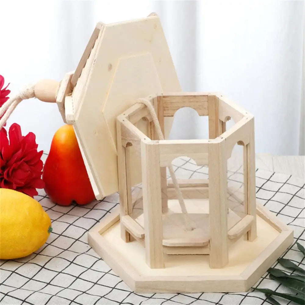 Mangeoire À Cage À Oiseaux En Bois Pour Animaux De Compagnie, Forme De Maison D'Alimentation En Eau Transparente, Distributeur De Nourriture Pour Animaux De Compagnie, Récipient Alimentaire Suspendu Durable