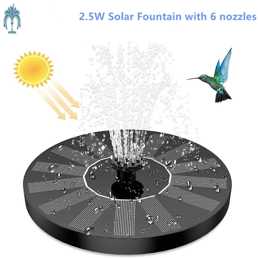 Pompe De Fontaine Solaire 1.5W, Avec 6 Buses, Fontaine Solaire Pour Bain D'Oiseaux, Fontaines Flottantes À Pompe À Eau Adaptées Aux Étangs