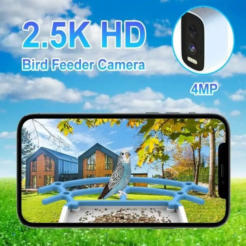 Mangeoire Intelligente Pour Oiseaux Avec Caméra HD 2.5K, Faible Consommation Solaire, Vision Nocturne, Étanche IP66, 4G Ou WIFI, Allergique, Mangeoire Pour Espèces D'Oiseaux Réels