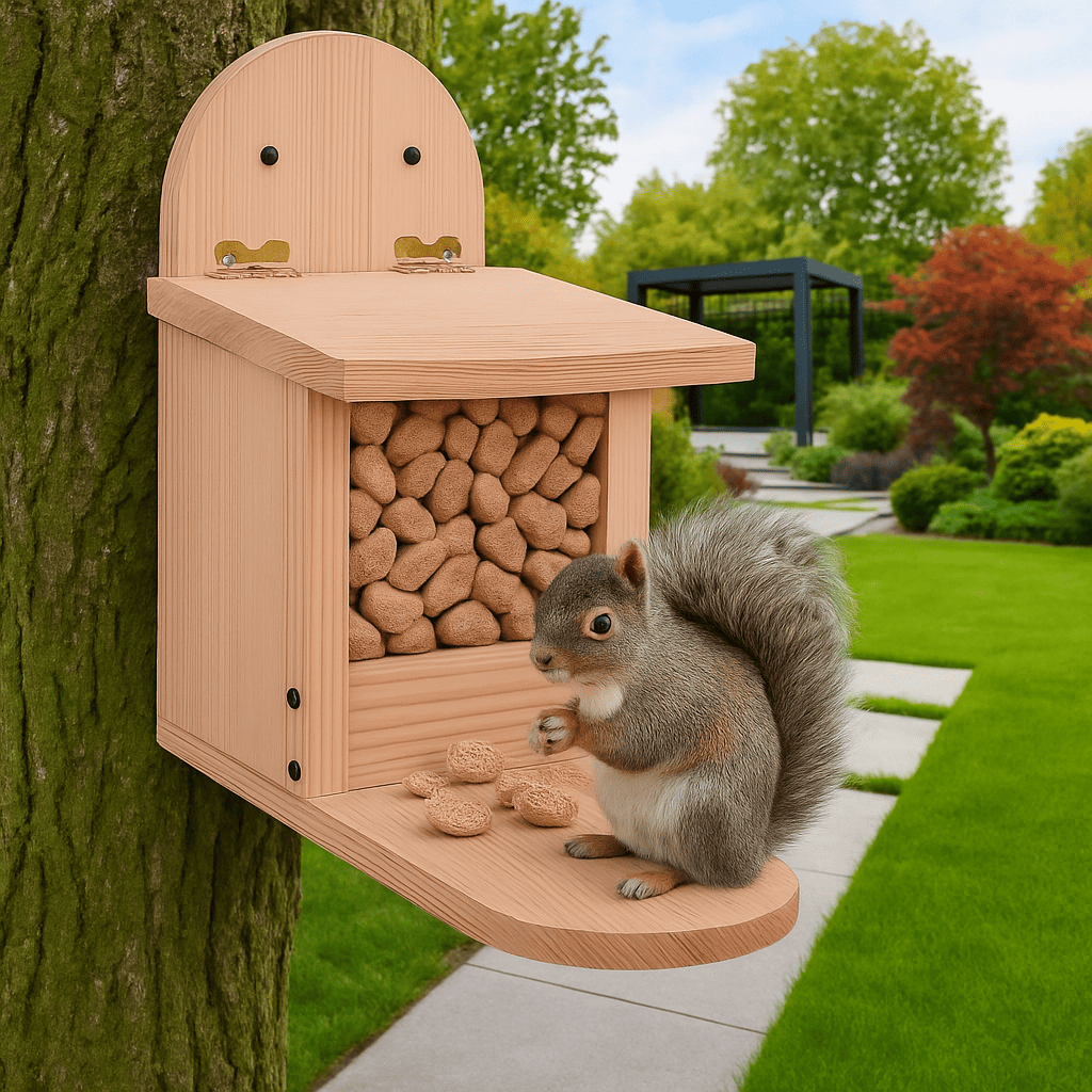 Couvercle Amovible D'Alimentation Pour Oiseaux, Conteneur Alimentaire En Bois De Grande Capacité, Écureuil, Fournitures Pour Animaux De Compagnie, Installation Facile